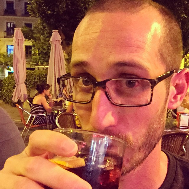 Tinto de verano in a plaza at 10pm in a t-shirt and shorts because Spain.
