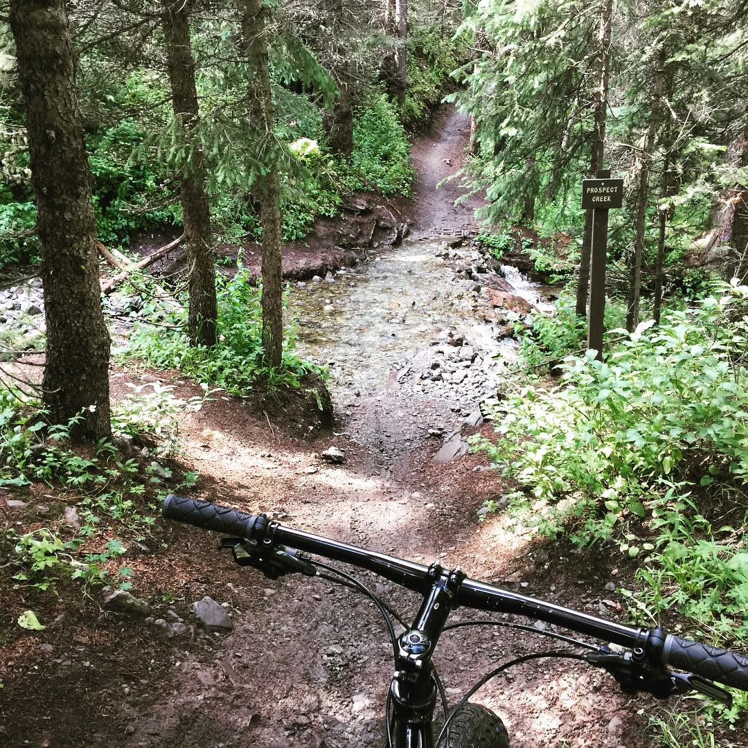 Creek crossings on a #fatbike. Yes please. #mountainbike #creek #colorado #prospecttrail #telluride