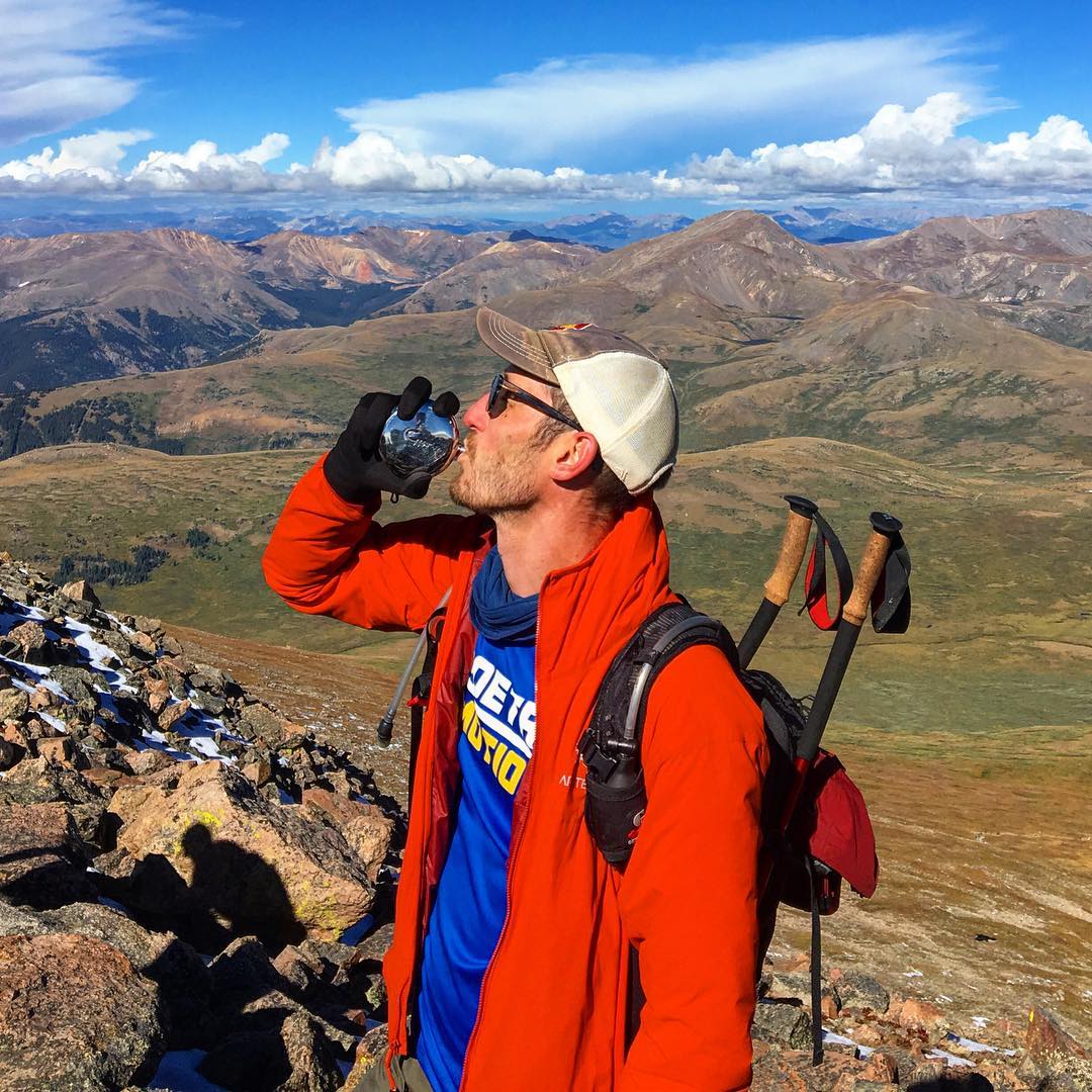 Drinking @stranahans #mtbierstadt #snowflake at the summit of Mt. Bierstadt. Like a boss.