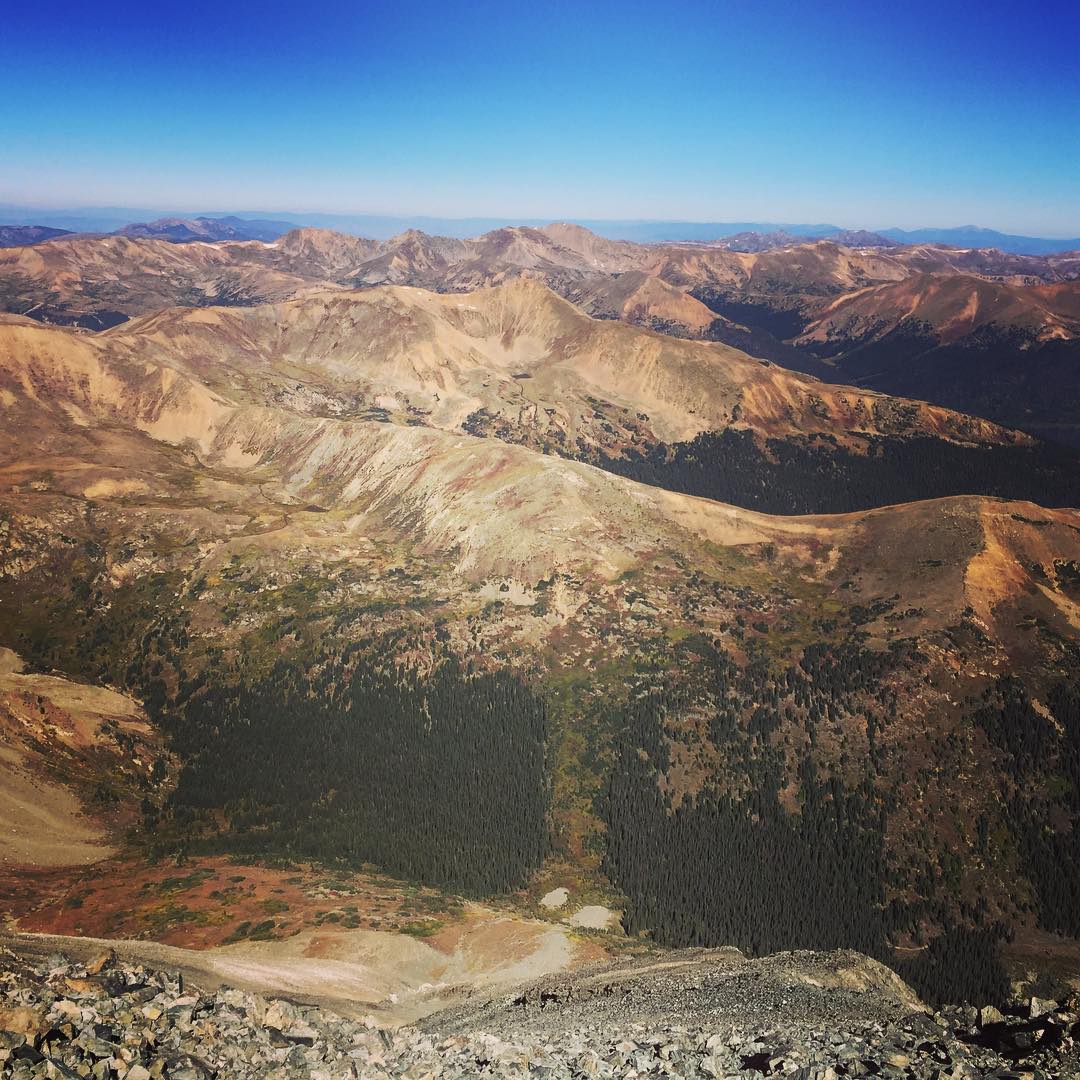 View from the top of the world. Torreys Peak on the weekend. #14er #torreyspeak #colorado #mountains #view