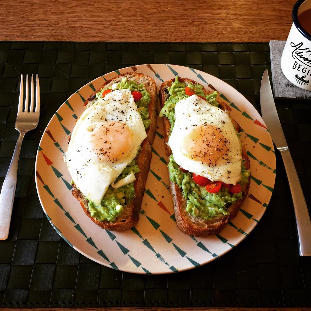 Hipster breakfast at home #avocadotoast #avocado #eggs #breakfast #tomatoes #coffee