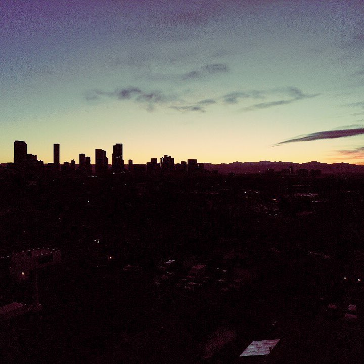 Denver sunset skyline. Taken with new @djiglobal Mavic Air #drone #dronephotography #denver #dronestagram