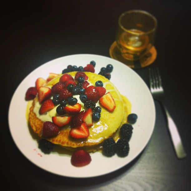 Because I’m an adult, and I’m worth it. #dinner #whiskey #pancakes