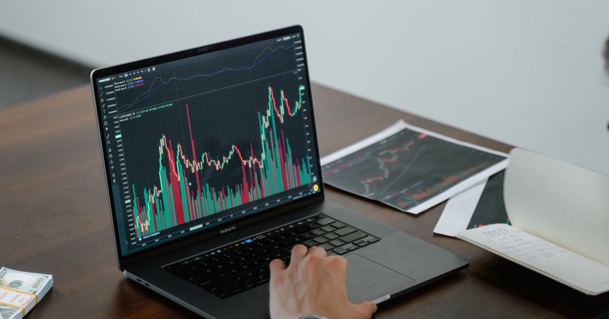 Marketing performance data shown as a chart on a laptop